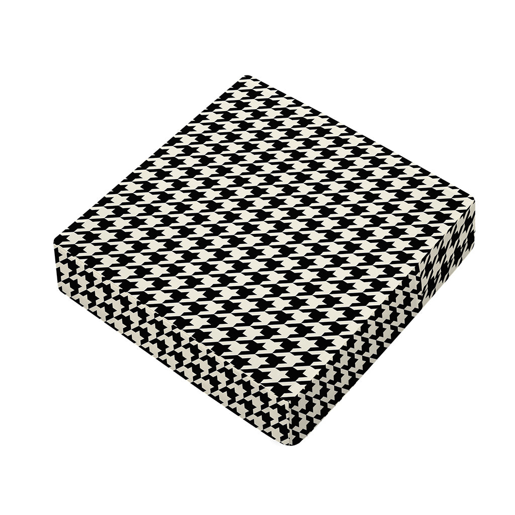 Tan And Black Houndstooth Pattern Print Outdoor Seat Cushion Cover