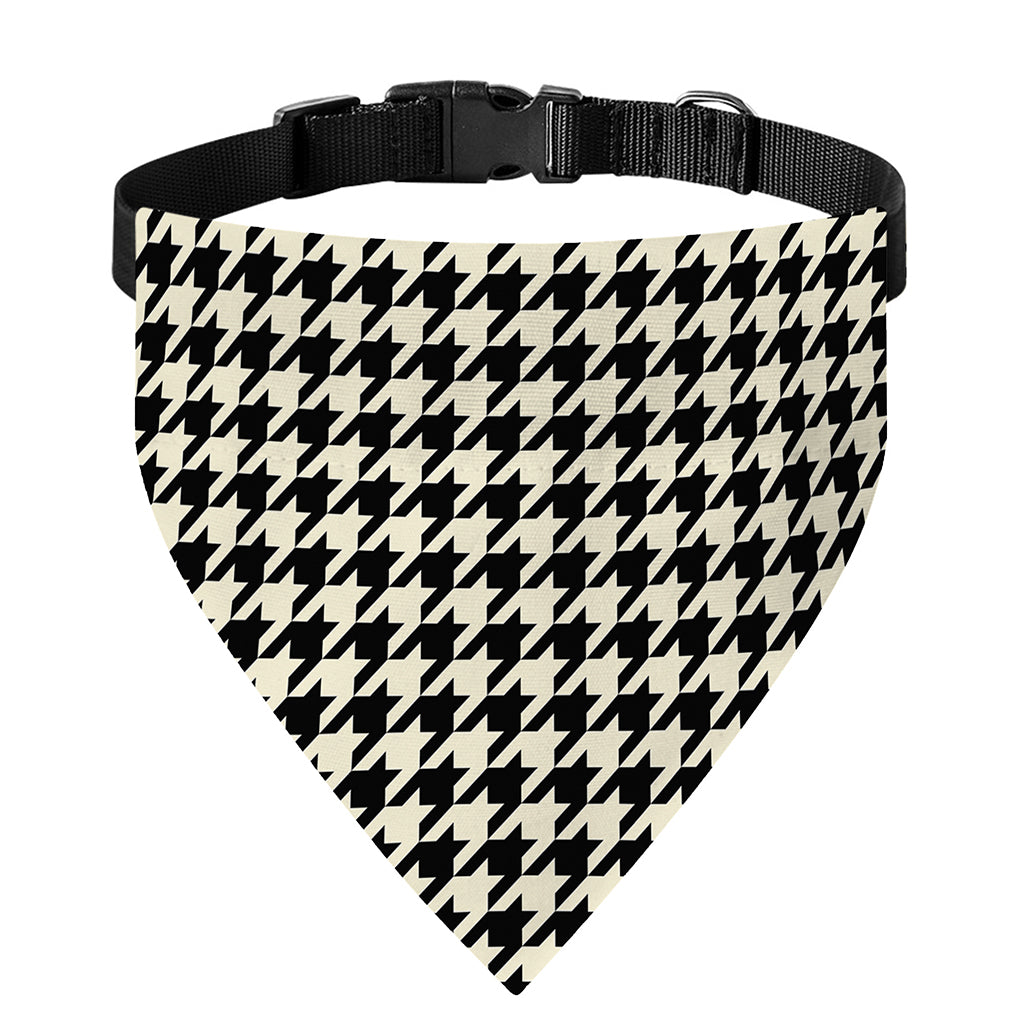 Tan And Black Houndstooth Pattern Print Over The Collar Dog Bandana