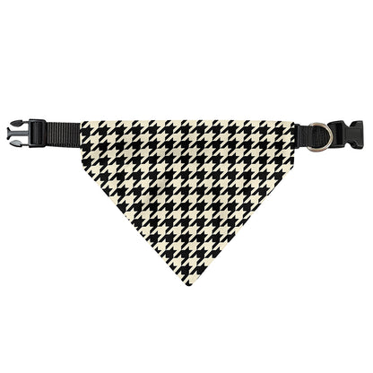 Tan And Black Houndstooth Pattern Print Over The Collar Dog Bandana