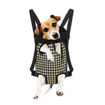 Tan And Black Houndstooth Pattern Print Pet Carrier Backpack