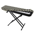 Tan And Black Houndstooth Pattern Print Piano Keyboard Cover