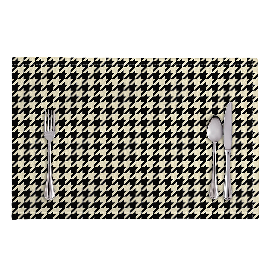 Tan And Black Houndstooth Pattern Print Placemat