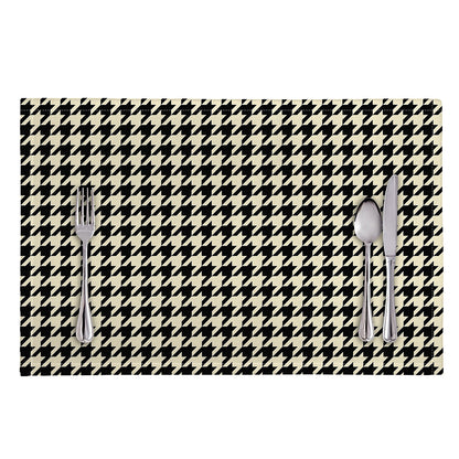 Tan And Black Houndstooth Pattern Print Placemat