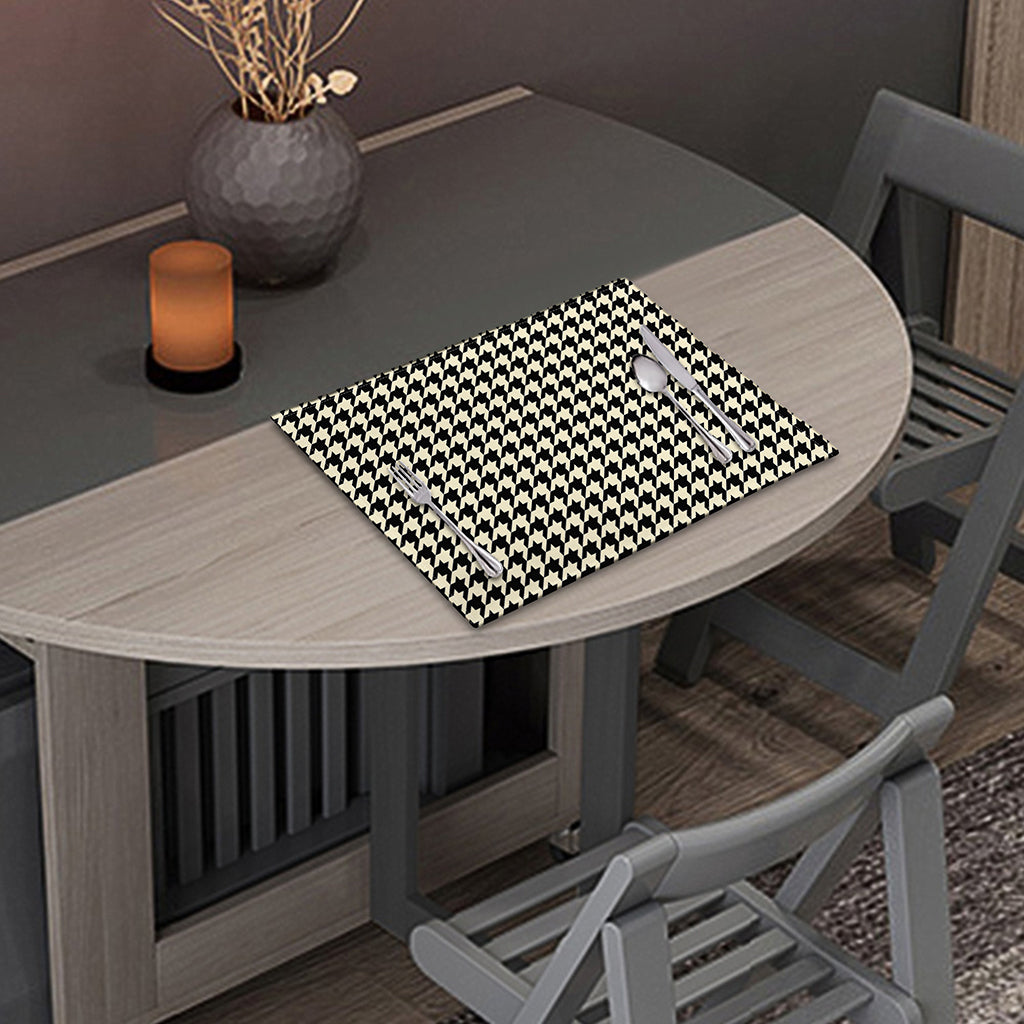 Tan And Black Houndstooth Pattern Print Placemat