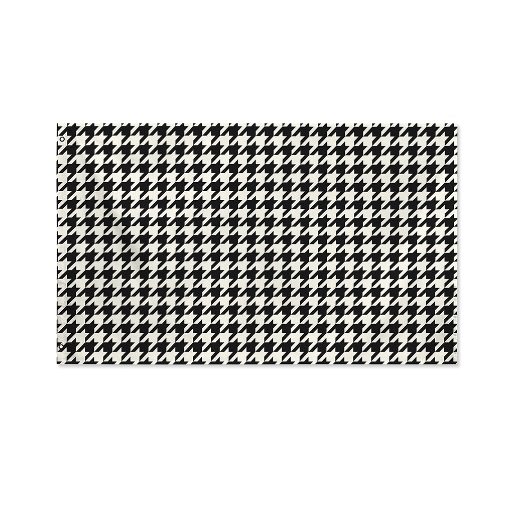 Tan And Black Houndstooth Pattern Print Polyester Flag