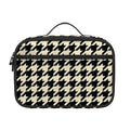 Tan And Black Houndstooth Pattern Print Portable Lunch Bag