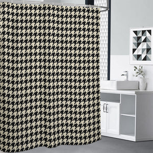 Tan And Black Houndstooth Pattern Print Premium Shower Curtain