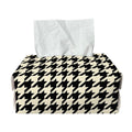 Tan And Black Houndstooth Pattern Print Rectangle Tissue Box Cover