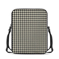 Tan And Black Houndstooth Pattern Print Rectangular Crossbody Bag
