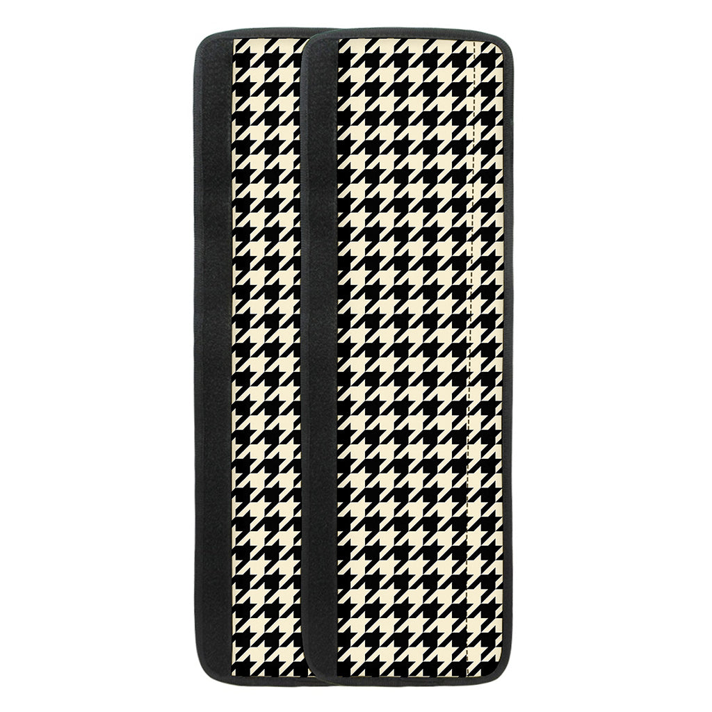 Tan And Black Houndstooth Pattern Print Refrigerator Handle Covers