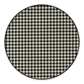 Tan And Black Houndstooth Pattern Print Round Floor Mat