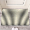 Tan And Black Houndstooth Pattern Print Rubber Doormat