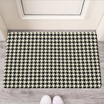 Tan And Black Houndstooth Pattern Print Rubber Doormat