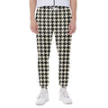 Tan And Black Houndstooth Pattern Print Joggers