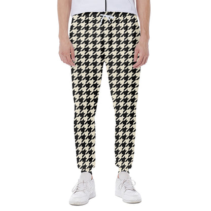 Tan And Black Houndstooth Pattern Print Scuba Joggers