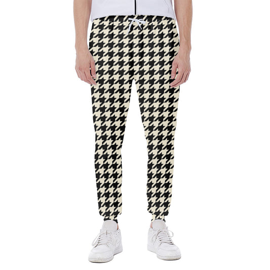 Tan And Black Houndstooth Pattern Print Scuba Joggers