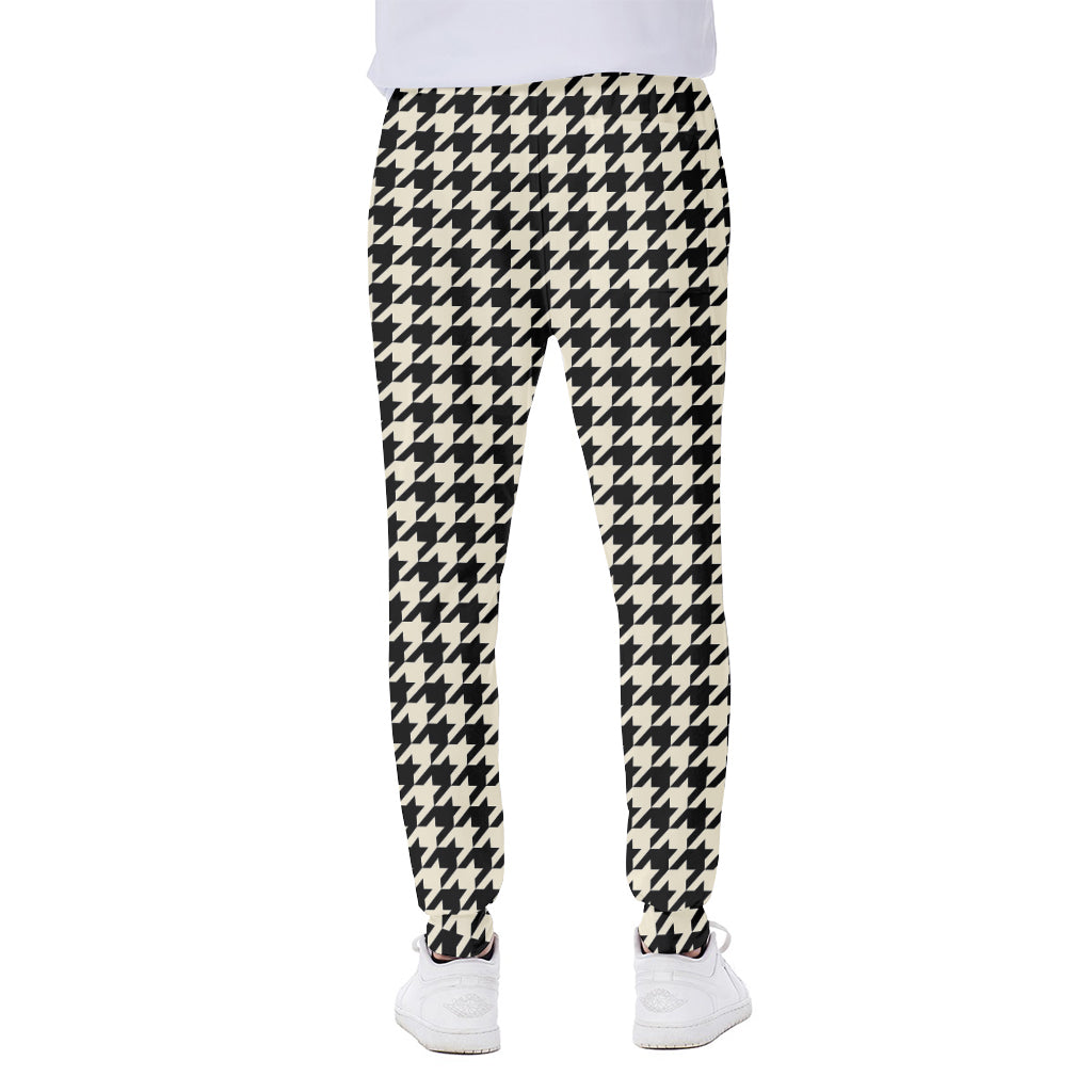 Tan And Black Houndstooth Pattern Print Scuba Joggers