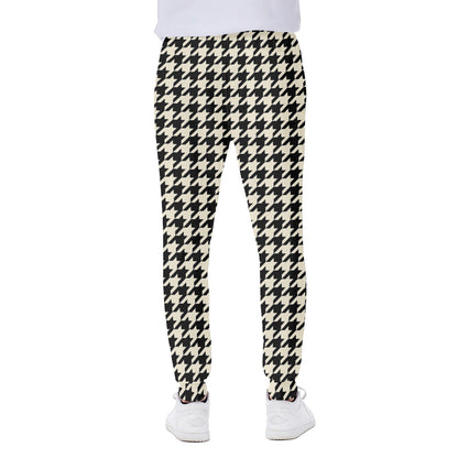 Tan And Black Houndstooth Pattern Print Scuba Joggers