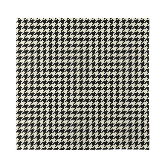 Tan And Black Houndstooth Pattern Print Silk Bandana