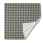 Tan And Black Houndstooth Pattern Print Silk Bandana