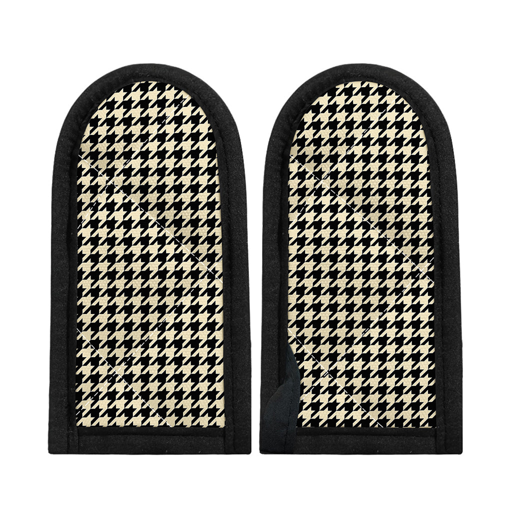 Tan And Black Houndstooth Pattern Print Skillet Handle Cover