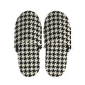 Tan And Black Houndstooth Pattern Print Slippers