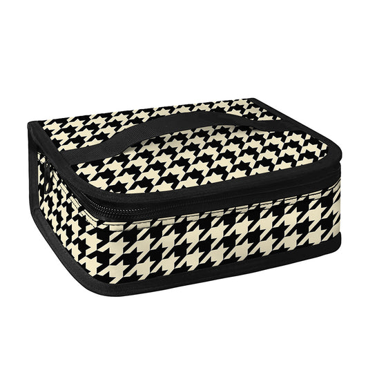 Tan And Black Houndstooth Pattern Print Small Lunch Bag