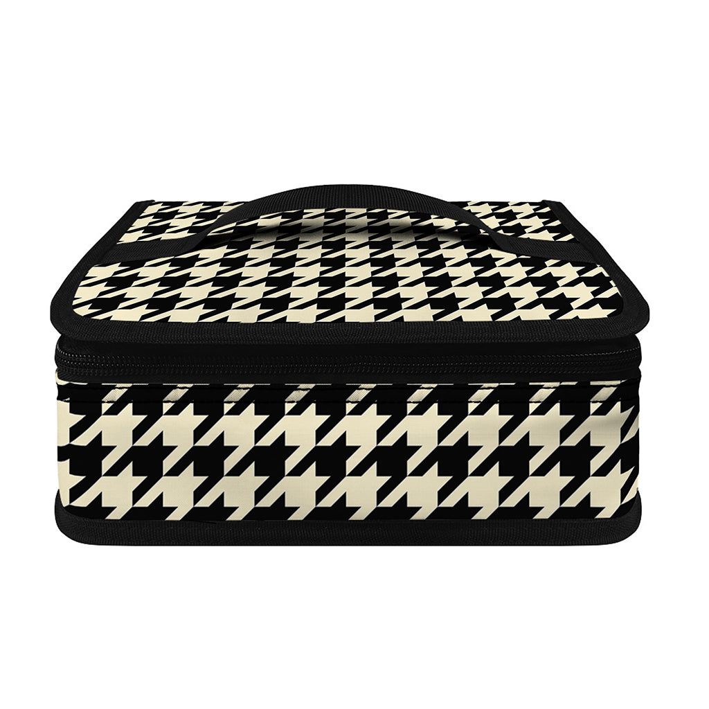Tan And Black Houndstooth Pattern Print Small Lunch Bag