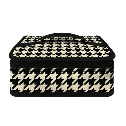 Tan And Black Houndstooth Pattern Print Small Lunch Bag