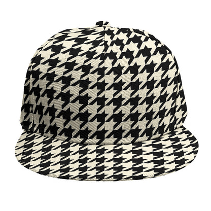 Tan And Black Houndstooth Pattern Print Snapback Cap