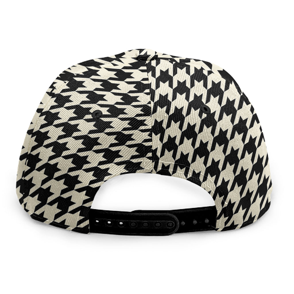 Tan And Black Houndstooth Pattern Print Snapback Cap