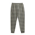 Tan And Black Houndstooth Pattern Print Sweatpants