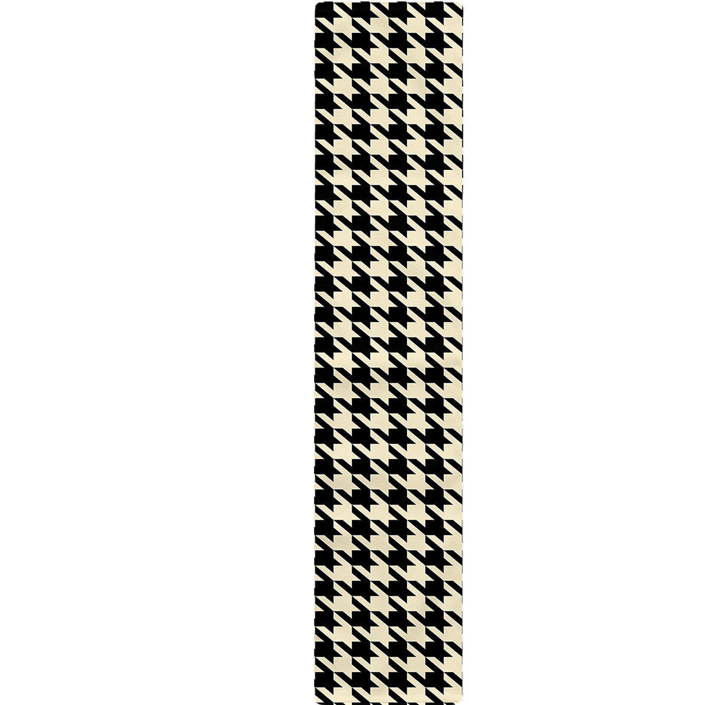 Tan And Black Houndstooth Pattern Print Table Runner