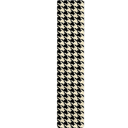 Tan And Black Houndstooth Pattern Print Table Runner