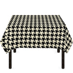 Tan And Black Houndstooth Pattern Print Tablecloth
