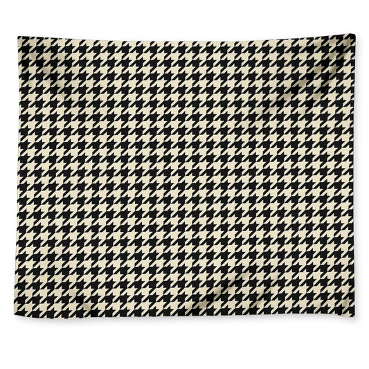 Tan And Black Houndstooth Pattern Print Tapestry