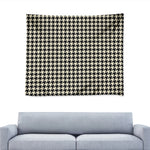 Tan And Black Houndstooth Pattern Print Tapestry