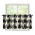 Tan And Black Houndstooth Pattern Print Tier Curtains