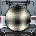 Tan And Black Houndstooth Pattern Print Tire Cover
