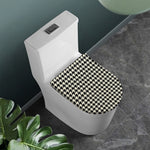 Tan And Black Houndstooth Pattern Print Toilet Lid Cover