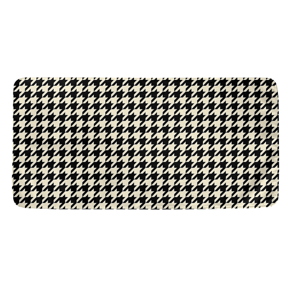Tan And Black Houndstooth Pattern Print Towel