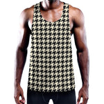 Tan And Black Houndstooth Pattern Print Training Tank Top