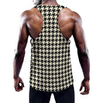 Tan And Black Houndstooth Pattern Print Training Tank Top