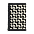 Tan And Black Houndstooth Pattern Print Trifold Wallet
