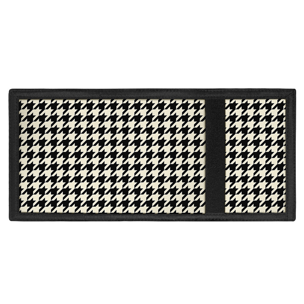 Tan And Black Houndstooth Pattern Print Trifold Wallet