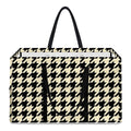 Tan And Black Houndstooth Pattern Print Utility Tote Bag
