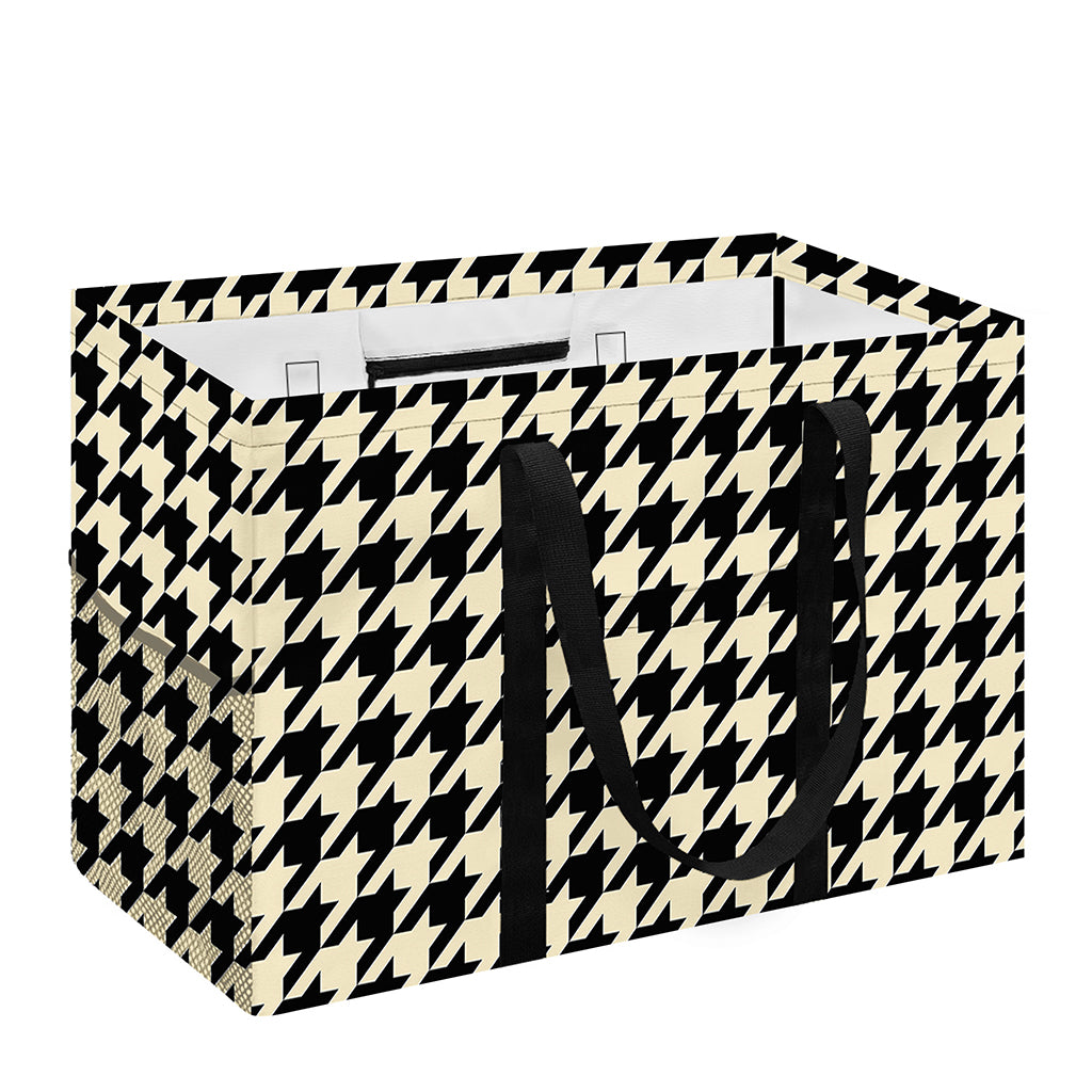 Tan And Black Houndstooth Pattern Print Utility Tote Bag