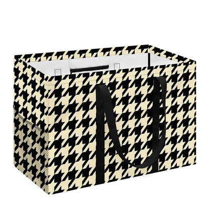 Tan And Black Houndstooth Pattern Print Utility Tote Bag