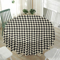 Tan And Black Houndstooth Pattern Print Waterproof Round Tablecloth