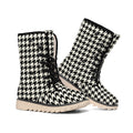 Tan And Black Houndstooth Pattern Print Winter Boots